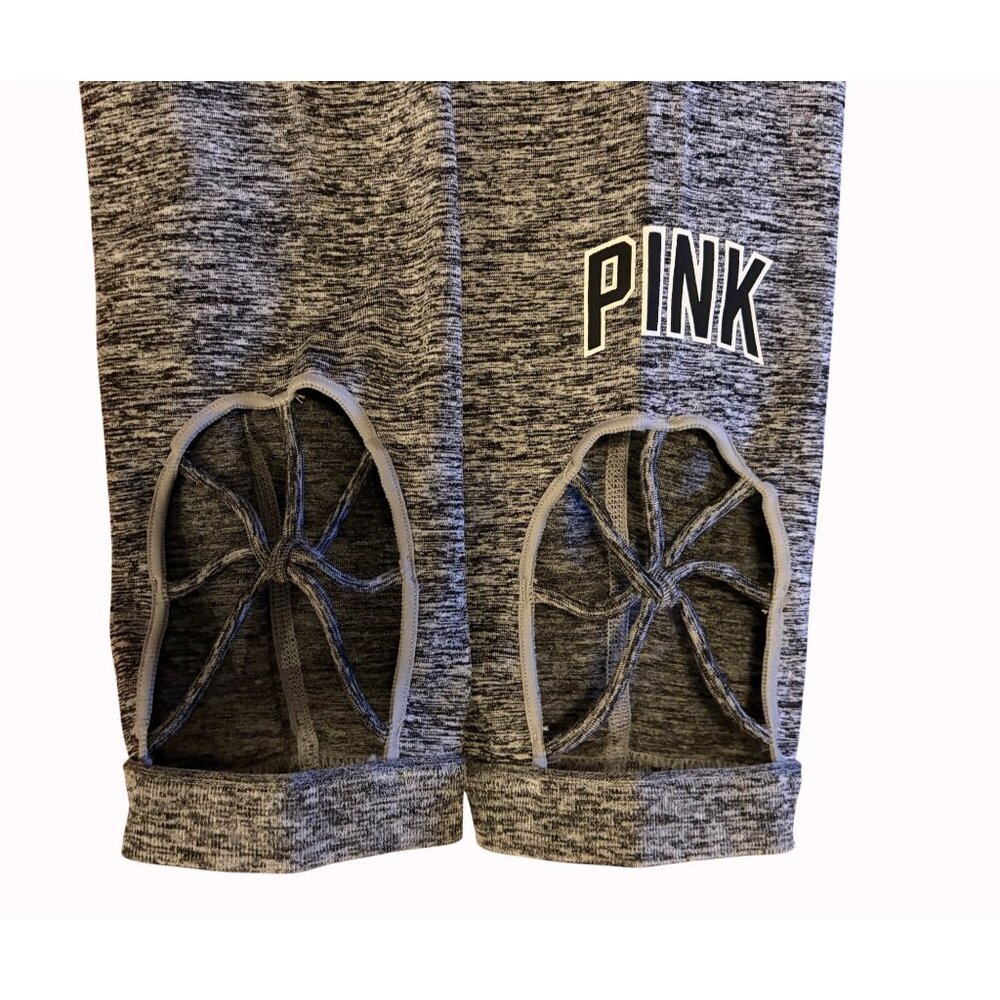VICTORIA'S SECRET PINK ULTIMATE STRAPPY LEGGINGS-GRAY-NEW! SIZE LG - Picture 3 of 8